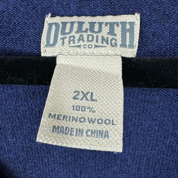 Duluth Trading Size XL 2XL Slim Fit Royal Blue V-Neck 100% Merino Wool Sweater - Picture 4 of 5
